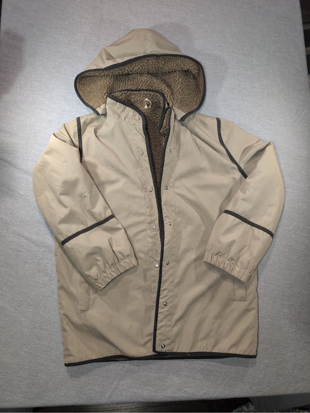 Styled by Harvey 70-80's Vintage Beige Hooded Jacket sherpa Lining from England